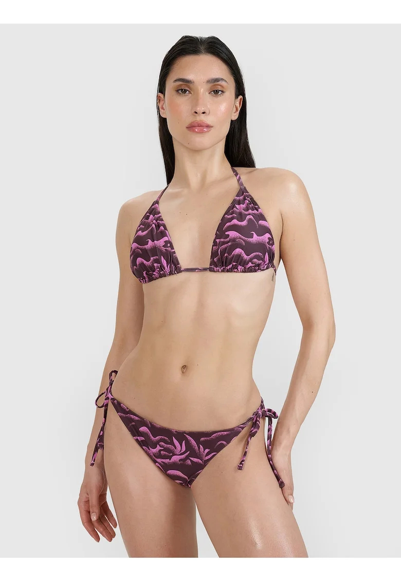 Sutien de bikini  violet, croiala halter, cupe triunghiulare, material sintetic