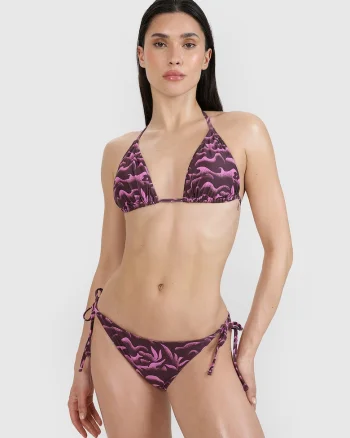 Sutien de bikini  violet, croiala halter, cupe triunghiulare, material sintetic