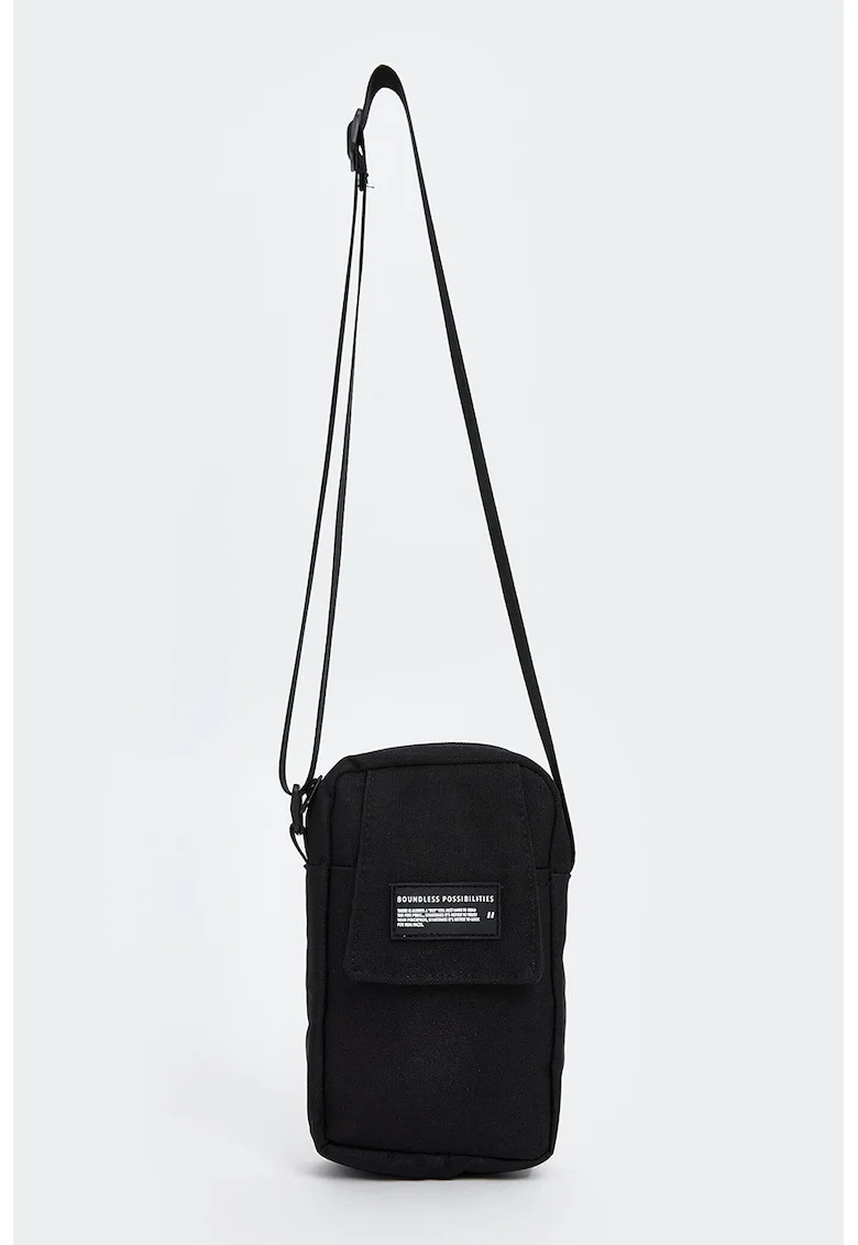 Geanta crossbody cu fermoar, Negru