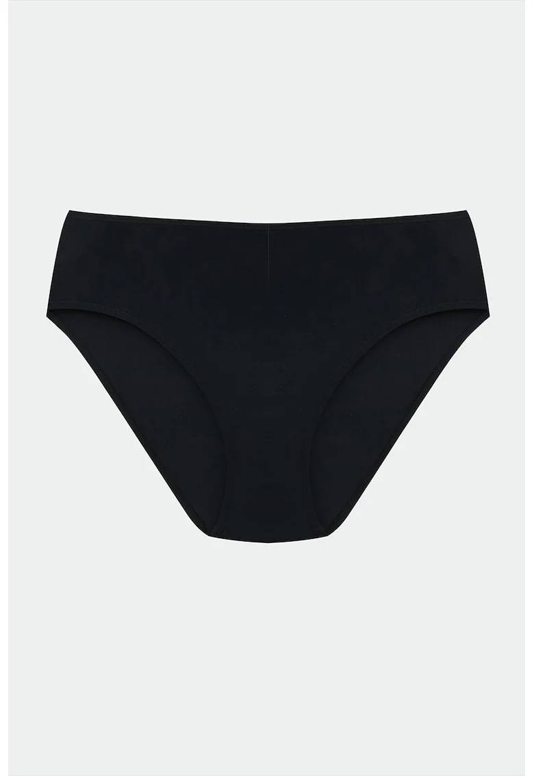 Slip clasic cu model uni si talie inalta, Negru