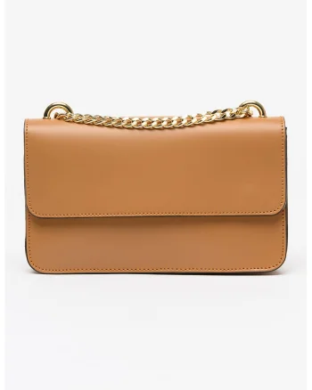Geanta crossbody de piele cu clapa, Maro Siena