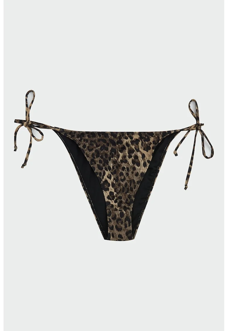 Slip brazilian cu snururi laterale, Maro/Bej