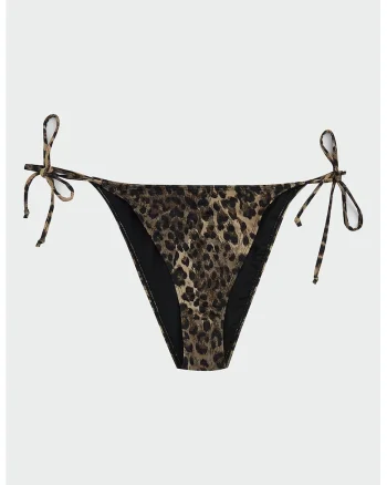 Slip brazilian cu snururi laterale, Maro/Bej
