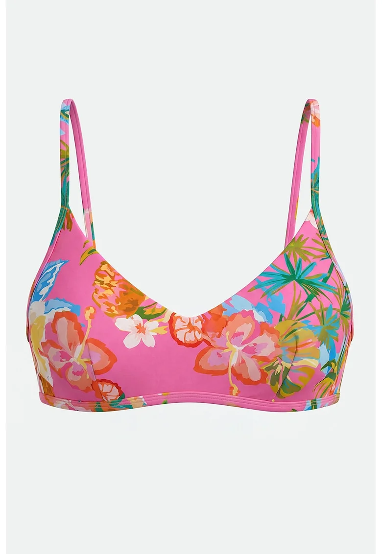 Sutien de baie cu imprimeu tropical Dream, Verde/Roz aprins