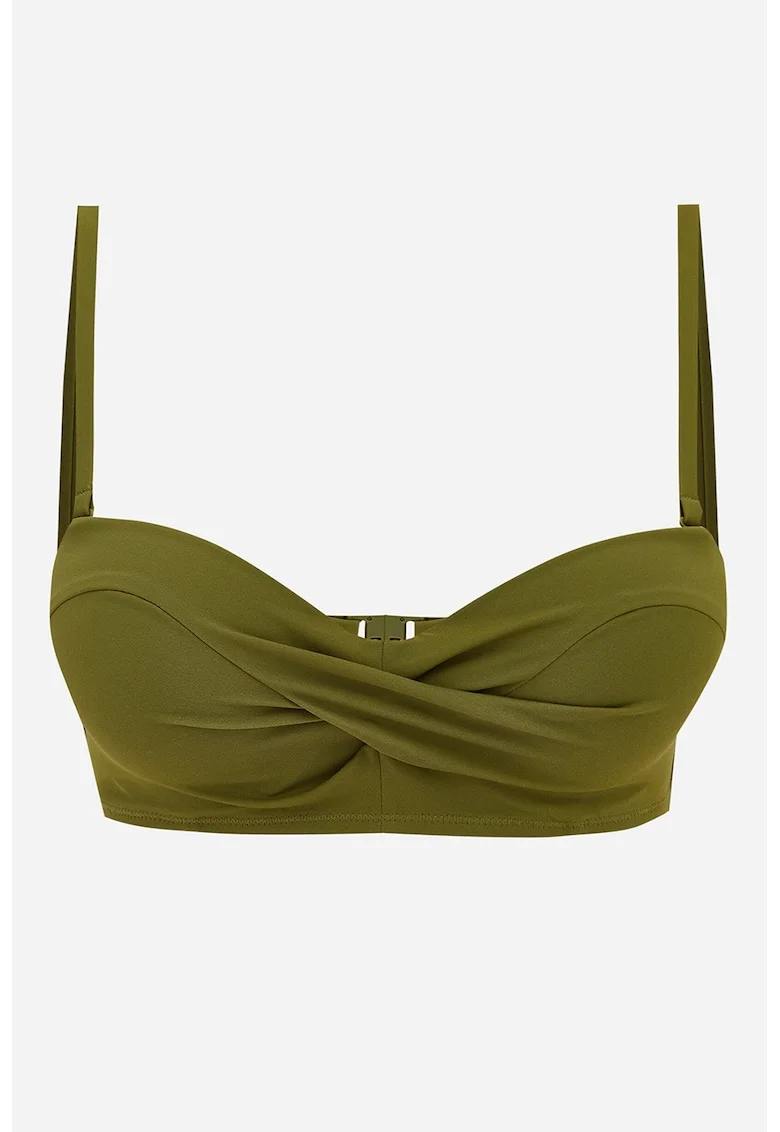 Sutien uni de baie cu aspect rasucit, Verde masliniu