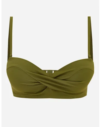 Sutien uni de baie cu aspect rasucit, Verde masliniu