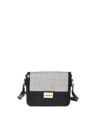 Geanta crossbody din piele, Negru, 18x24x8