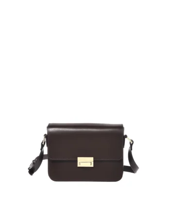 Geanta crossbody de piele, Negru, 18x24x8