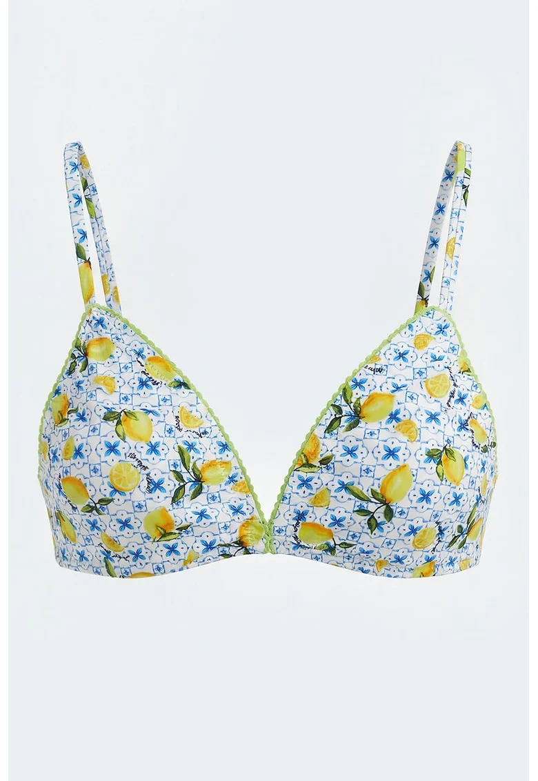 Sutien de baie cu model lamaie, Galben/Albastru