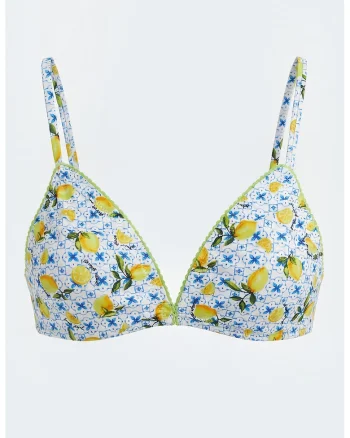 Sutien de baie cu model lamaie, Galben/Albastru