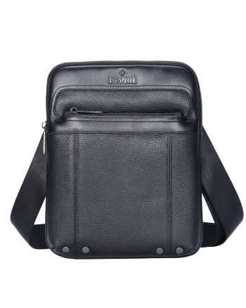 Geanta crossbody din piele Caspian Pro, Negru