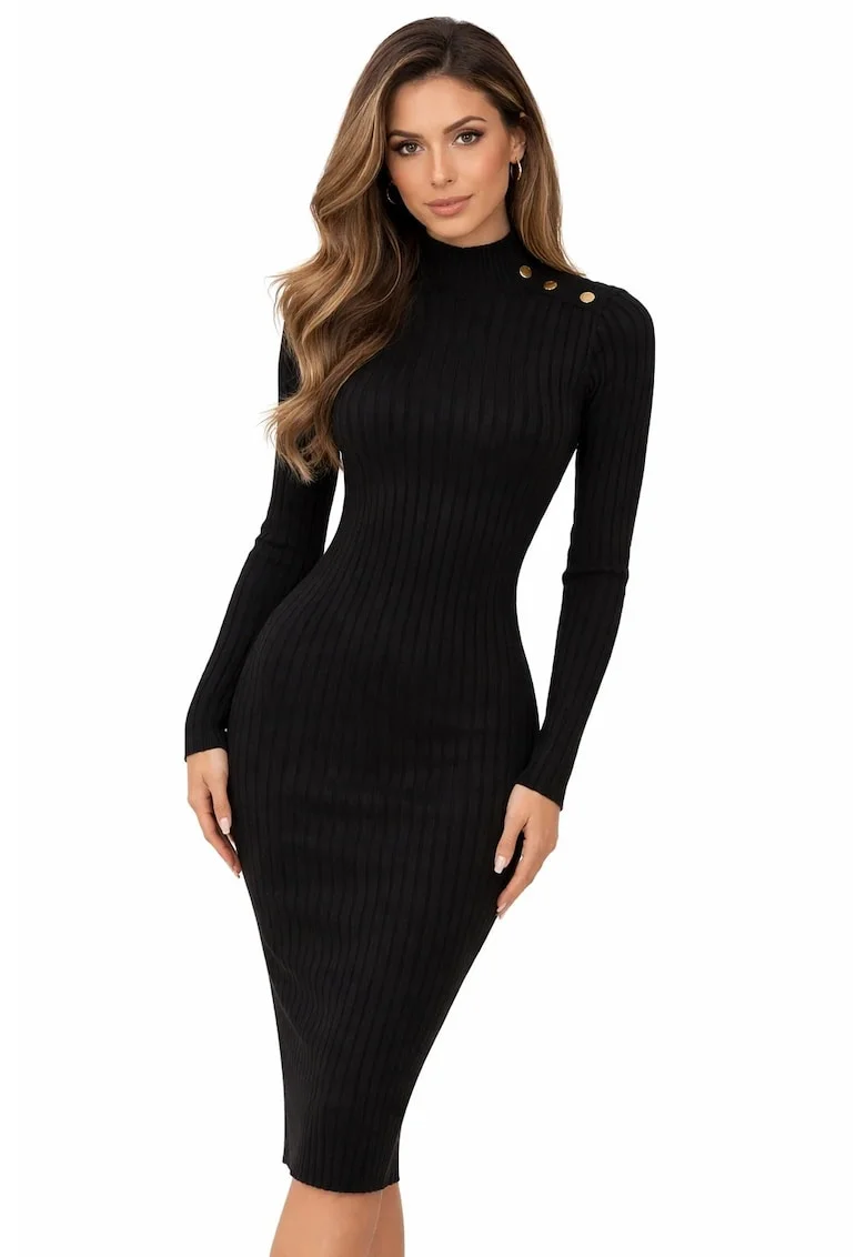 Rochie Bodycon Midi  Q4RK02, Negru