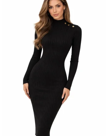 Rochie Bodycon Midi  Q4RK02, Negru