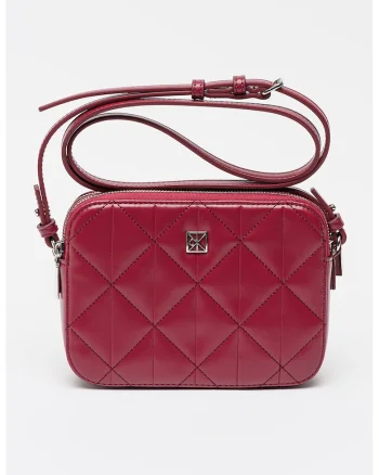 Geanta crossbody matlasata, Rosu vintage