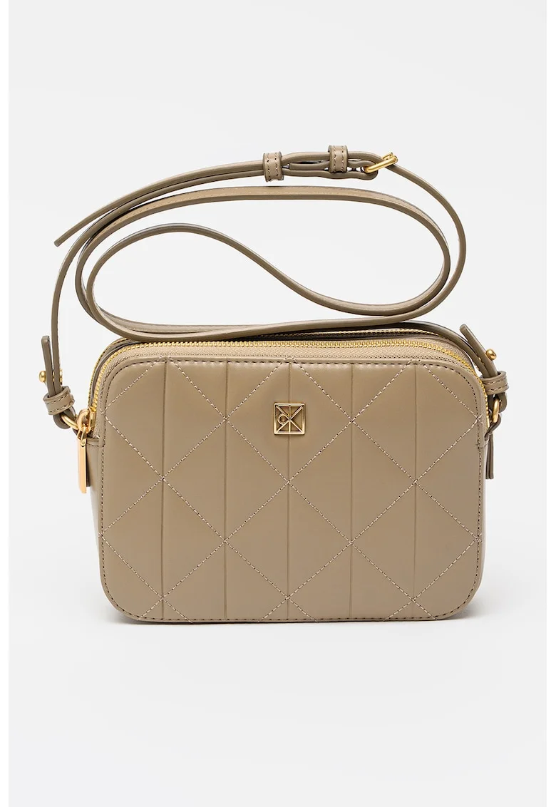 Geanta crossbody matlasata, Maro taupe
