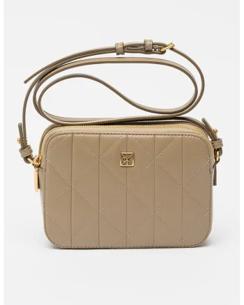 Geanta crossbody matlasata, Maro taupe