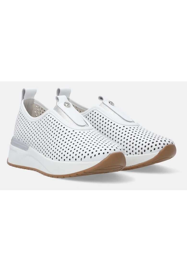 Pantofi sport slip-on din piele cu perforatii si varf rotund