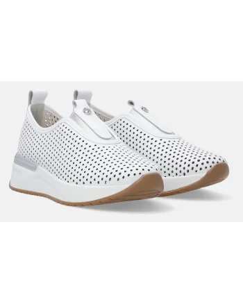 Pantofi sport slip-on din piele cu perforatii si varf rotund