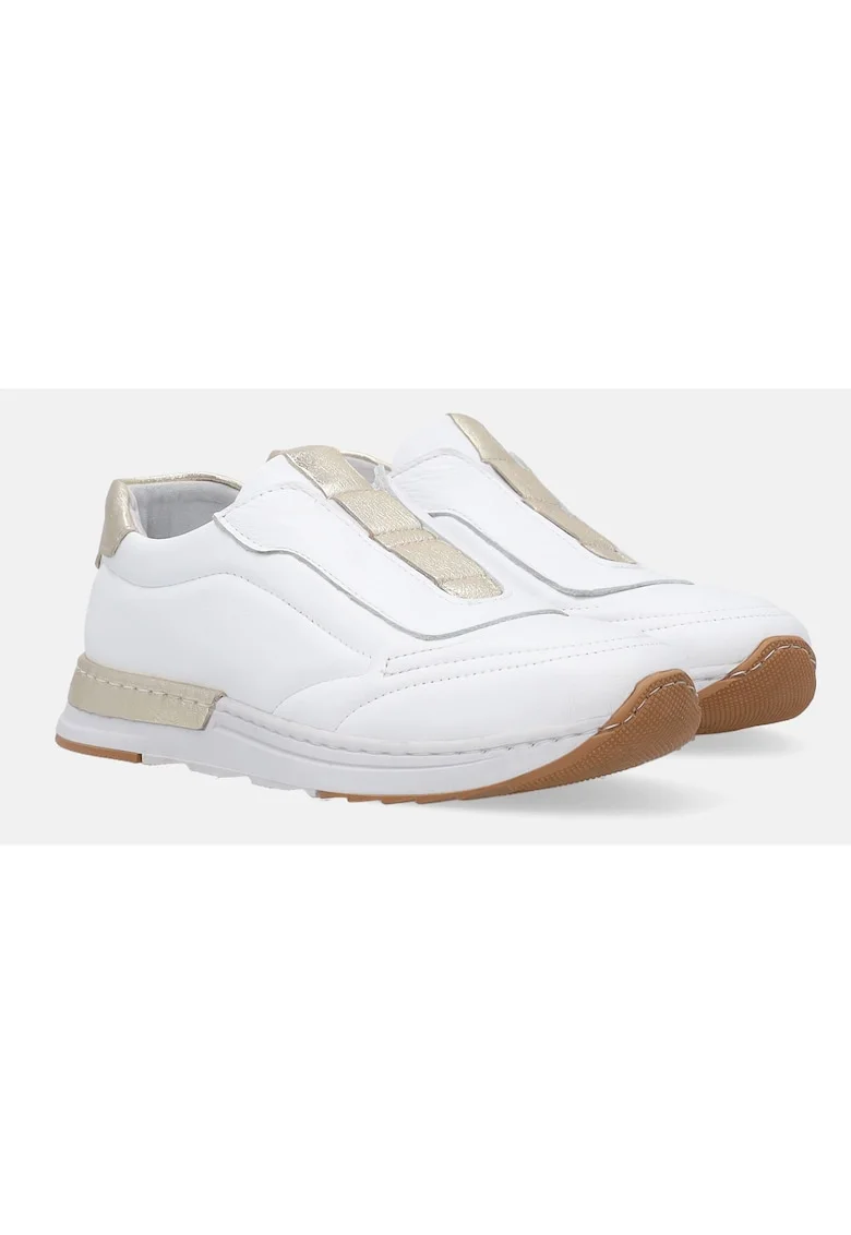 Pantofi sport din piele cu design slip-on si model uni