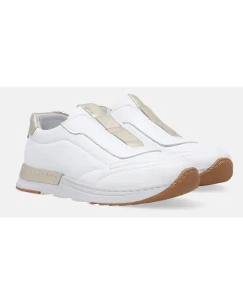 Pantofi sport din piele cu design slip-on si model uni