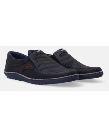 Pantofi casual slip-on din piele nabuc cu perforatii decorative