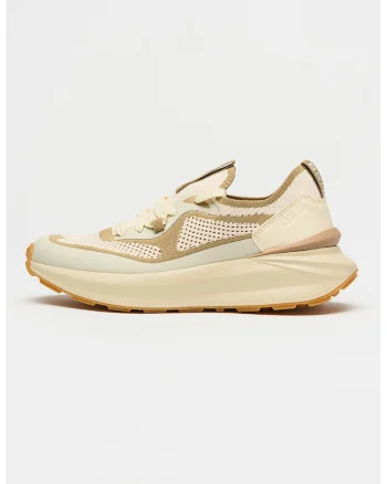 Pantofi sport slip-on din piele ecologica si plasa, Bej deschis