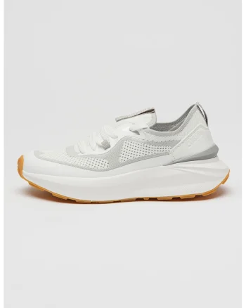 Pantofi sport slip-on din piele ecologica si plasa, Gri deschis/Alb optic