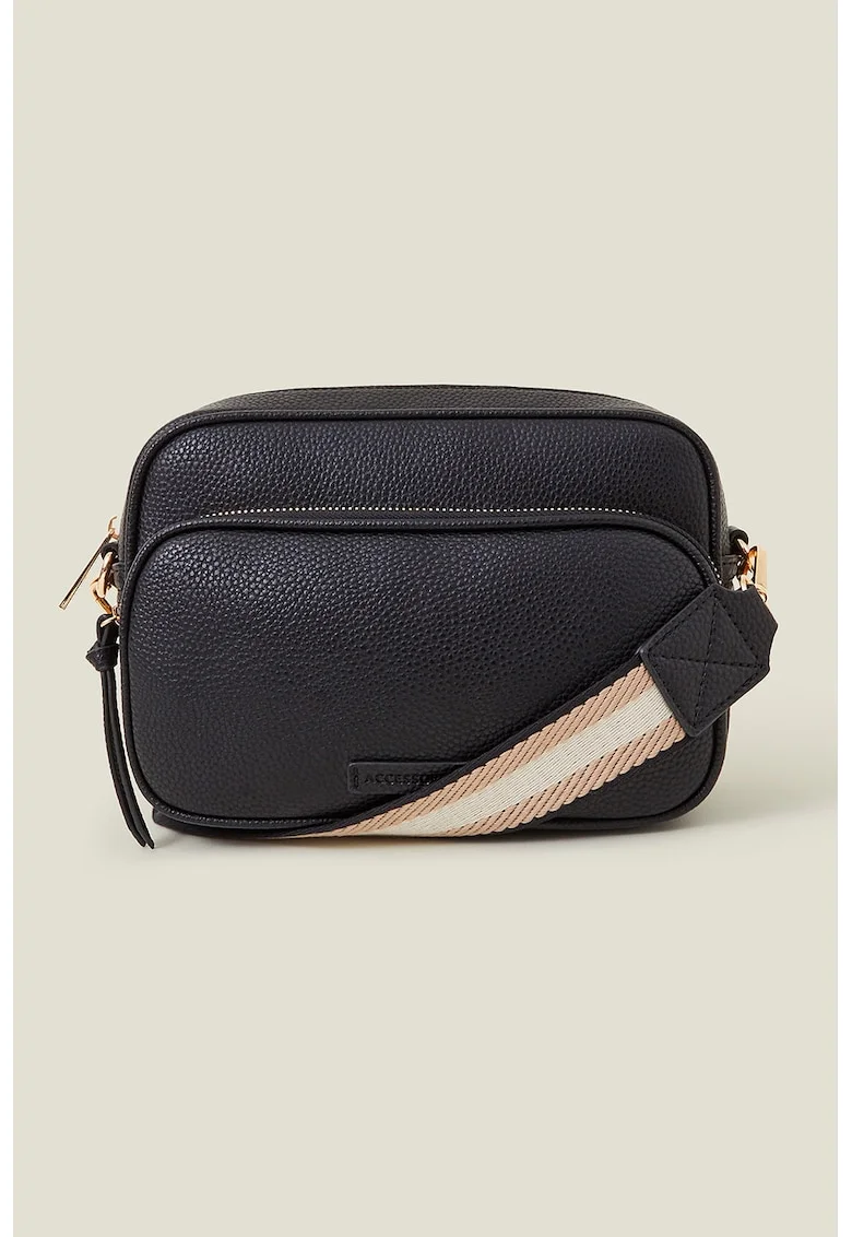 Geanta crossbody de piele ecologica cu bareta detasabila, Negru