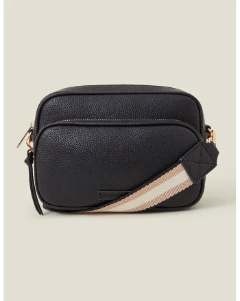 Geanta crossbody de piele ecologica cu bareta detasabila, Negru