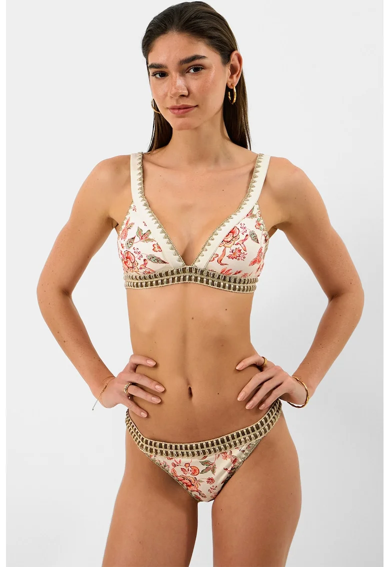 Slip cu model floral, Bronz antichizat/Crem