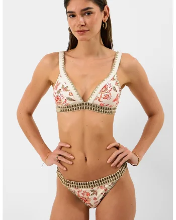 Slip cu model floral, Bronz antichizat/Crem