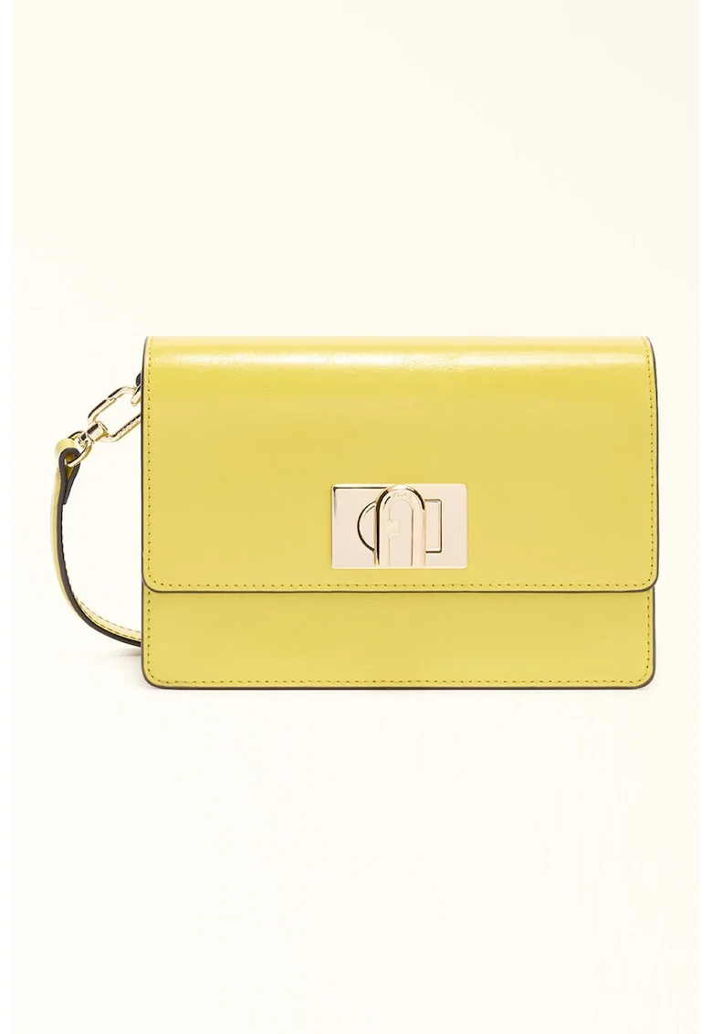 Geanta crossbody mini din piele 1927, Galben pal