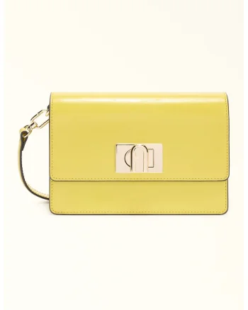 Geanta crossbody mini din piele 1927, Galben pal