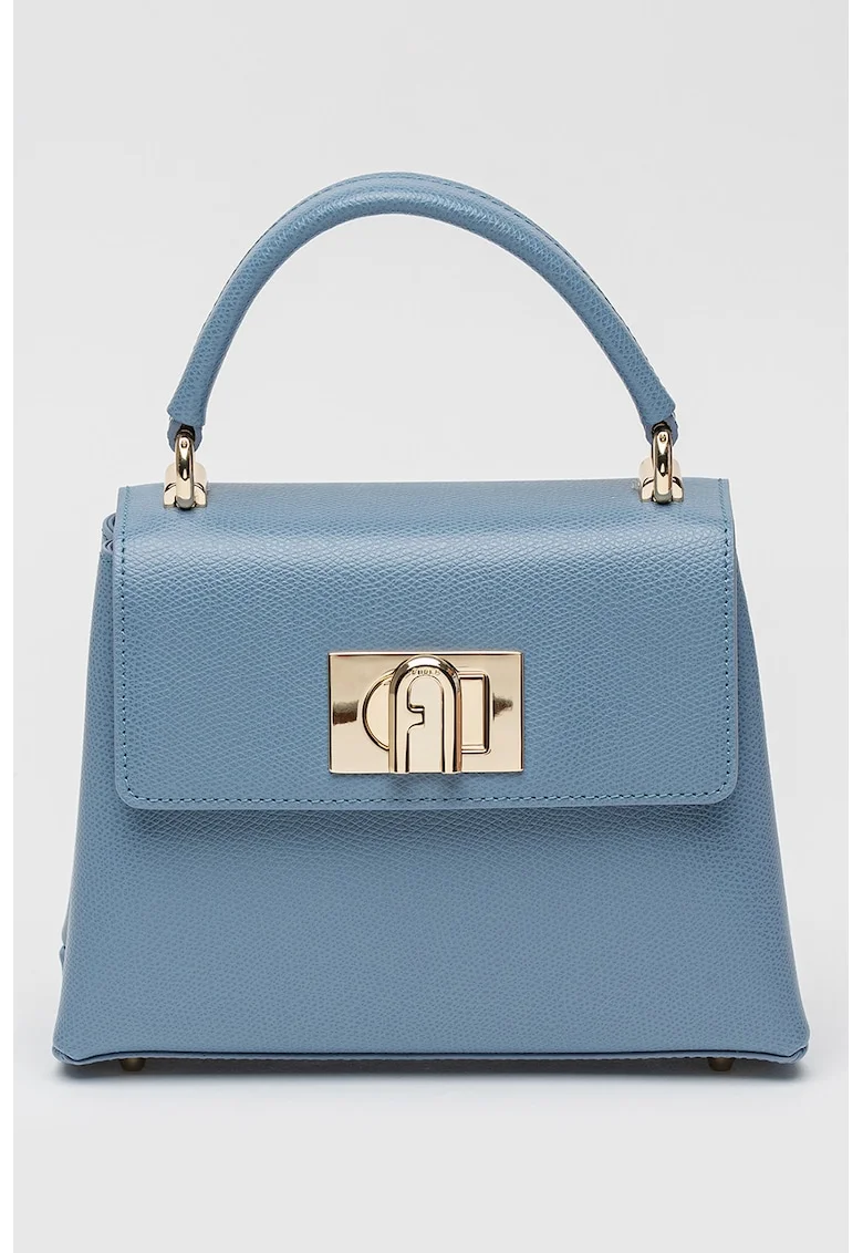 Geanta crossbody din piele 1927, Albastru lavanda