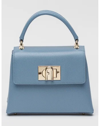 Geanta crossbody din piele 1927, Albastru lavanda
