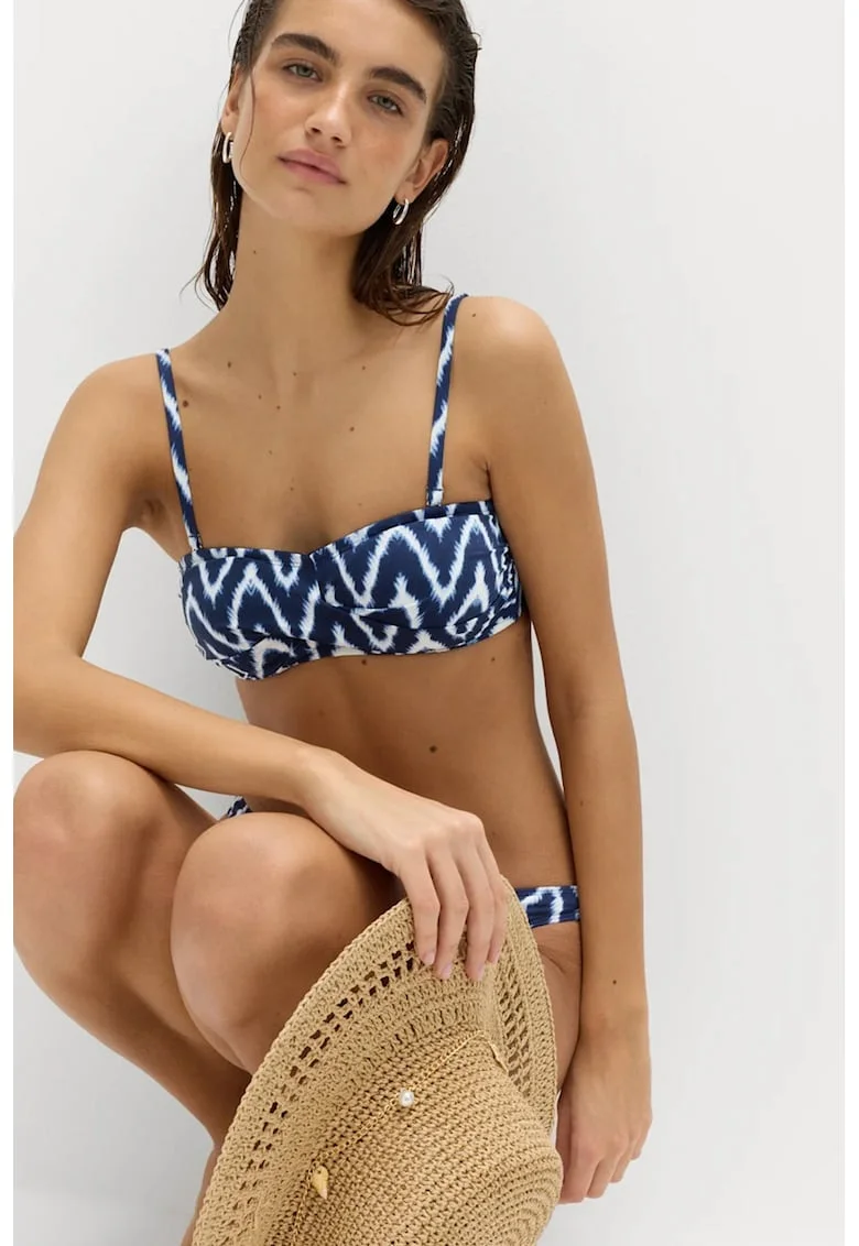 Sutien de baie cu model Bandeau, Alb/Bleumarin