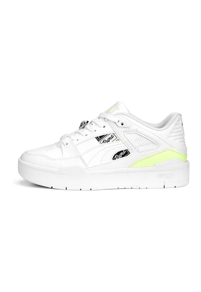 Pantofi sport de piele ecologica Slipstream RuleB, Alb/Galben neon