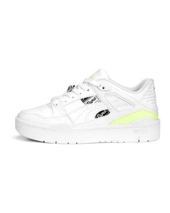 Pantofi sport de piele ecologica Slipstream RuleB, Alb/Galben neon