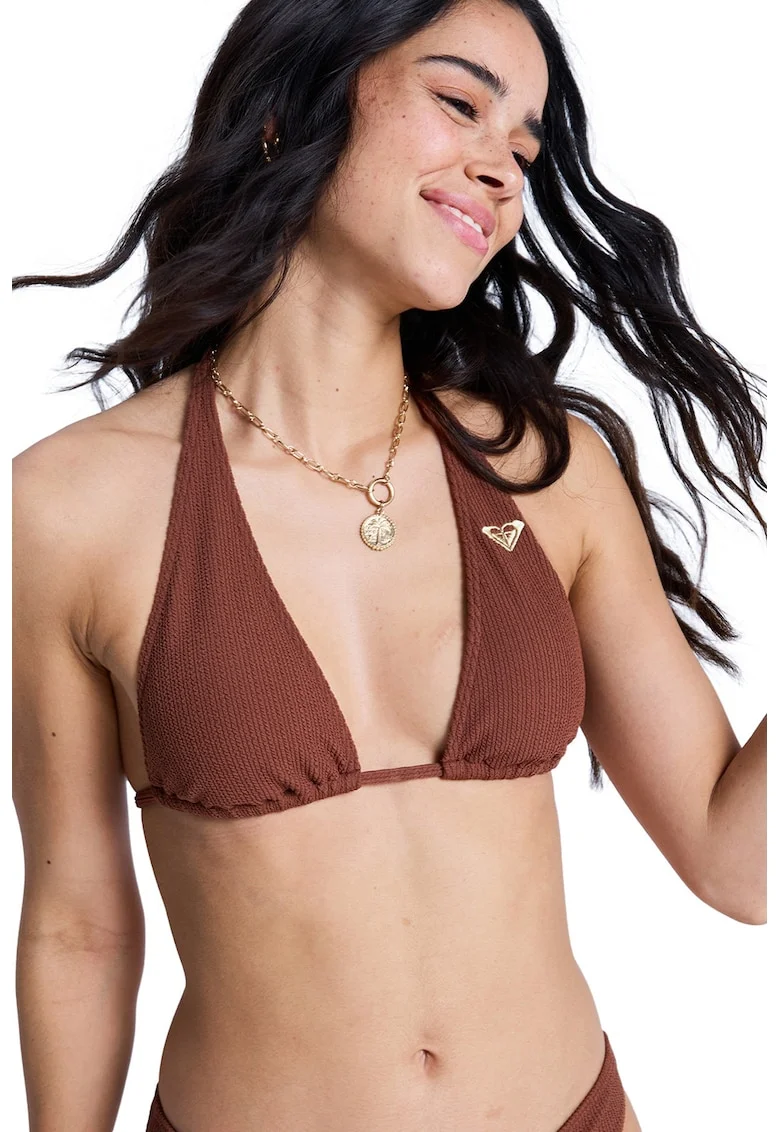Sutien halter de baie cu logo Sunshine, Maro scortisoara