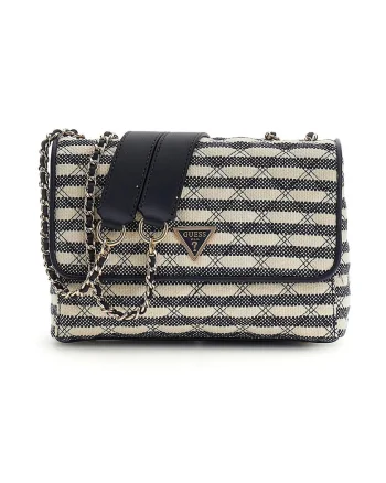 Geanta crossbody cu dungi Giully II, Alb/Bleumarin