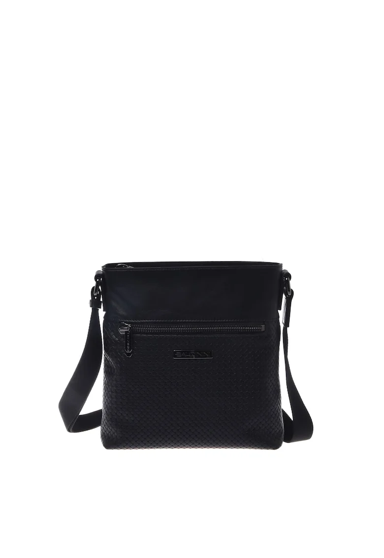 Geanta crossbody cu buzunare cu fermoar, Negru