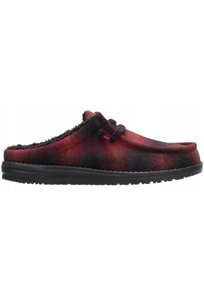 Mocasini Barbati Spuma EVA, Wsuwane Wally Slip Plaid, Rosu, Rosu