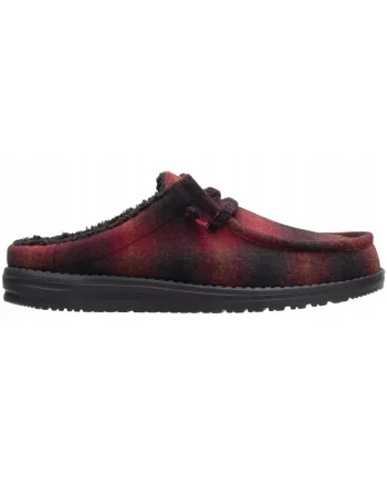 Mocasini Barbati Spuma EVA, Wsuwane Wally Slip Plaid, Rosu, Rosu