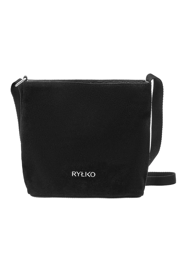 Rylko, Geanta crossbody de piele si piele intoarsa, Negru