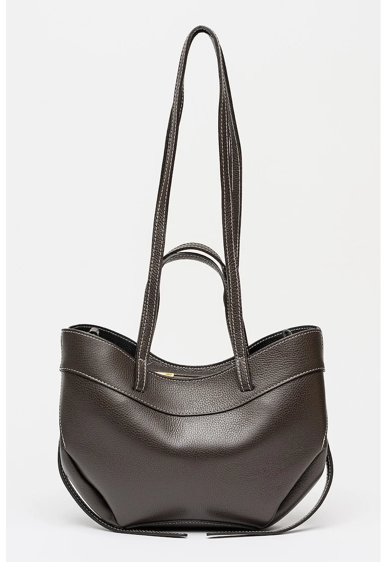 Geanta crossbody din piele, Maro inchis