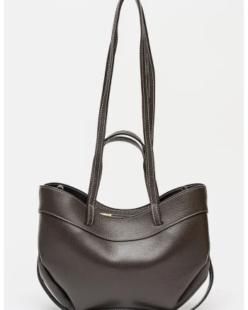 Geanta crossbody din piele, Maro inchis