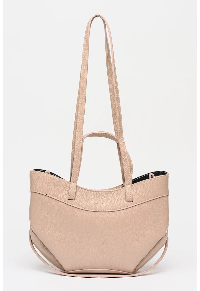 Geanta crossbody din piele, Roz prafuit