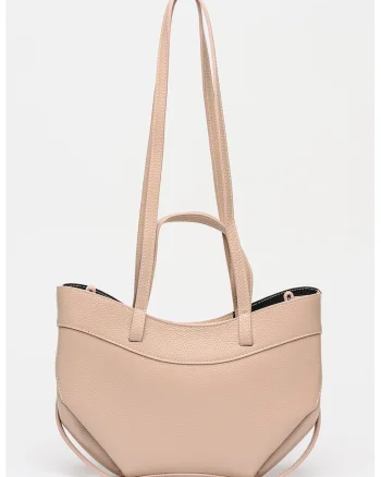 Geanta crossbody din piele, Roz prafuit