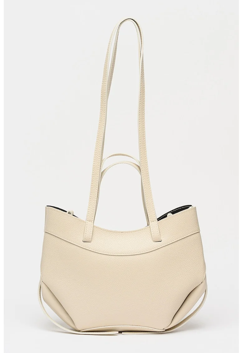 Geanta crossbody din piele, Bej deschis