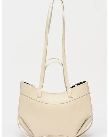 Geanta crossbody din piele, Bej deschis